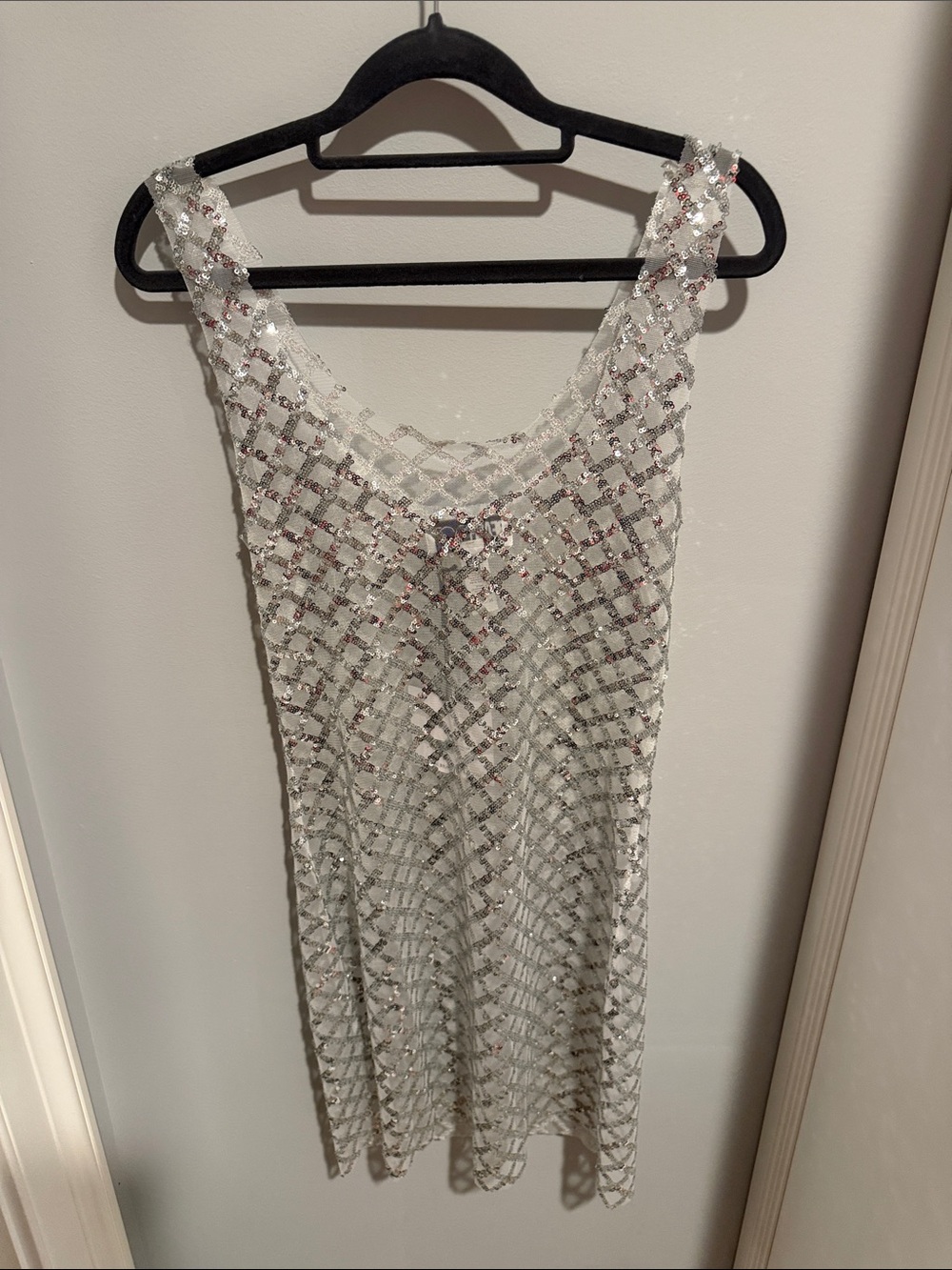 Beach Riot Silver Sequin Lattice Mini Dress - Picture 3 of 5